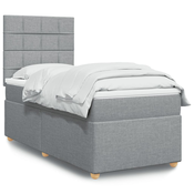 Box spring postelja z vzmetnico svetlo siva 80x200 cm blago