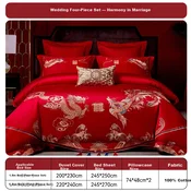 Silk Komplet posteljina, 4 dela, 200x230cm, Crvena