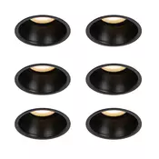 Komplet 6 vgradnih reflektorjev črnih GU10 50 mm IP44 - Dept