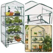 Vrtni rastlinjak s PVC folijo in 4 kovinske police 69 x 49 x 157 cm