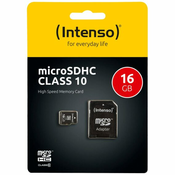 (Intenso) Micro SD Kartica 16GB Class 10 (SDHC & SDXC) sa adapterom – SDHCmicro+ad-16GB/Class10