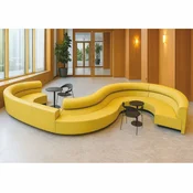 Casa Padrino Luxury Sofa Yellow 700 cm - Curved Modular Genuine Leather Sofa - Hotel Furniture