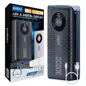 shumee Prenosna baterija 30000 mAh 22,5 W USB-C USB-A micro-USB LCD PD QC hitro polnjenje