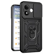 Oklepni ovitek MaX-Armor z obročem, kovinsko ploščico in zaščito zadnjih kamer za Xiaomi Redmi Note 17 4G/5G - army black