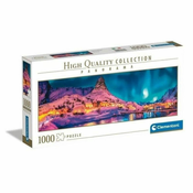 slomart sestavljanka puzzle clementoni panorama: colourful night over lofoten island 1000 kosi