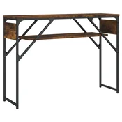 Vidaxl Konzolna mizica s polico dimljeni hrast 105x30x75 cm inž. les