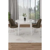 Hanah Home trpezarijski set Tor, sto i 2 stolice, bela ploca, braon tkanina Babyface