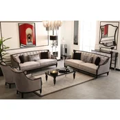 Casa Padrino luxury baroque living room set gray/black/silver - 2 Baroque Sofas & 2 Baroque Armchairs & 1 Baroque Coffee Table - Handmade baroque living room furniture - Noble & Magnificent