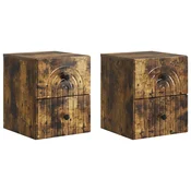 vidaXL Stenski nočni omarici 2 pcs Dimljen hrast 33 x 34,5 x 40 cm