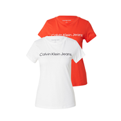 Calvin Klein Jeans Majica, narančasto crvena / crna / bijela