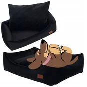 Elegantna pasja postelja SOFA za buldoga terierja 90x70x20cm ČRNE barve
