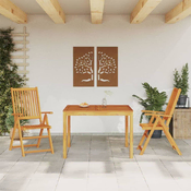 3-dijelni vrtni blagovaonski set od masivnog bagremovog drva Smeđa 110 x 110 x 75 cm