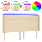 Vidaxl LED posteljno vzglavje krem 203x16x118/128 cm blago