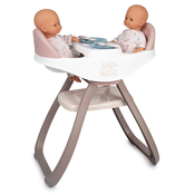 Jedálenská stolička pre dvojičky Twin Highchair 2in1 Natur DAmour Baby Nurse Smoby pre 42 cm bábiky so 4 doplnkami od 24 mes SM220371