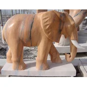 Casa Padrino luxury marble sculpture elephant beige/white 150 cm - Garden decoration