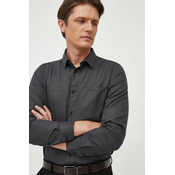 Pamucna košulja Calvin Klein za muškarce, boja: siva, regular, s klasicnim ovratnikom