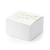 Bele darilne škatlice z napisom Thank you, 6 × 3,5 × 5,5 cm, 10 kosov