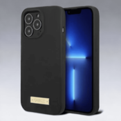 Guess Silikonski ovitek Guess Logo Plate za iPhone 13 Pro z MagSafe tehnologijo (GUHMP13LSPLK)
