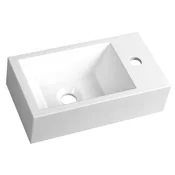 SAPHO AMAROK Pravokotni Umivalnik iz Litega Marmorja, 40x22 cm, Baterija Desno, Bela