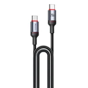 USB-A v USB-C pleten polnilni in podatkovni kabel Yesido CA185 240W in 480MBps - 1.2m - črn