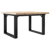 Vidaxl Klubska mizica O okvir 70x70x40,5 cm trdna borovina jeklo