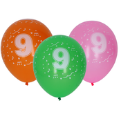 Napihljiv balon 30cm - set 5 kom, s številko 9
