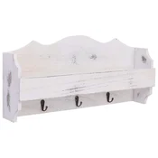 Vidaxl Stenski obešalnik za plašče bel 50x10x23 cm les