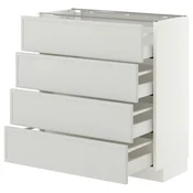 METOD / MAXIMERA Podni element 4 fronta/4 fioke, bela/Aspudden svetlosiva, 80x37 cm
