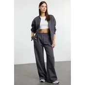 Trendyol Anthracite Oversize Zippered Thick Inner Fleece Knitted Tracksuit