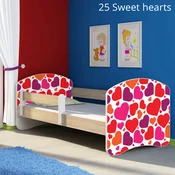 Djecji krevet ACMA s motivom, bocna sonoma 140x70 cm 25 Sweet hearts