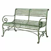 Casa Padrino Art Nouveau Wrought Iron Garden Bench Antique Green 120 cm - Garden Furniture