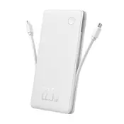 BASEUS AIRPOW LITE hitni punjač USB+Type-C priključak 10000mAh, LED indikator + fiksni Type-C kabel, BIJELA P10067501213-00
