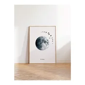 WallXpert uramljena slika 115227, pun mesec i jato ptica na svetloj pozadini, 50 x 70 cm, ram u boji prirodnog drveta