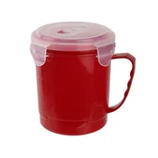 shumee JUŠNA SKODELICA 630 ml rdeča Z ROČAJEM IN POKROVOM