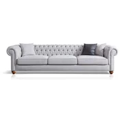 Casa Padrino luxury Chesterfield sofa gray/brown 300 x 100 x H. 77 cm - Living room sofa - Hotel sofa - Living room furniture - Chesterfield furniture - Luxury furniture