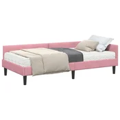 Kotni okvir postelje z matrico 2 kos Roza 80 x 200 cm Žamet