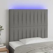 Vidaxl vidaXL Vzglavje postelje z LED diodo temno sivo 100x5x118/128 cm blago