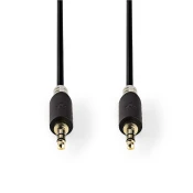 NEDIS GOLD AUX Kabel | 3.5 mm m – 3.5 mm m | 1.0 m | Pozlaceni konektori | Crni