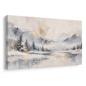 Slika zimska gorska tišina ob jezeru - 60x40