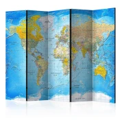 artgeist Paravan Classic World Map, 5-Delni, Enostranski