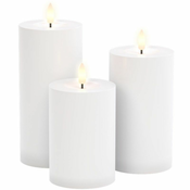 Goobay LED bela zunanja baterijska sveča 7.1x10/12.5/15cm set 3