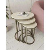 Hanah Home set od 3 pomocna stola Milas 3, antik / travertin