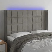 Vidaxl vidaXL Vzglavje postelje z LED svetlo sivo 147x16x118/128 cm žamet