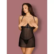 Spavacica & tanga Pearlove crne boje - S/M