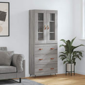 Greatstore Visoka komoda siva sonoma 69,5x34x180 cm inženirski les