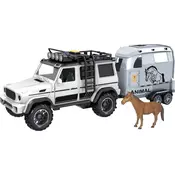 CITY SERVICE CAR - 1:14 - Terensko vozilo s prikolico in konjem (z zvokom in lučmi)
