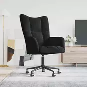 Vidaxl vidaXL Fotelj, črne barve, oblazinjen z žametom