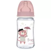 Canpol baby flašica 240ml široki vrat, pp - bonjour paris - pink