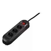 HAMA Colour naponski produžni kabl 3 uticnice 1.5m (Crni) - 00047882 3, 1,5m