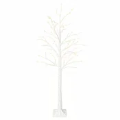 Vidaxl Brezovo božično drevesce Bela 22 x 22 x 180 cm Plastika 319 LED